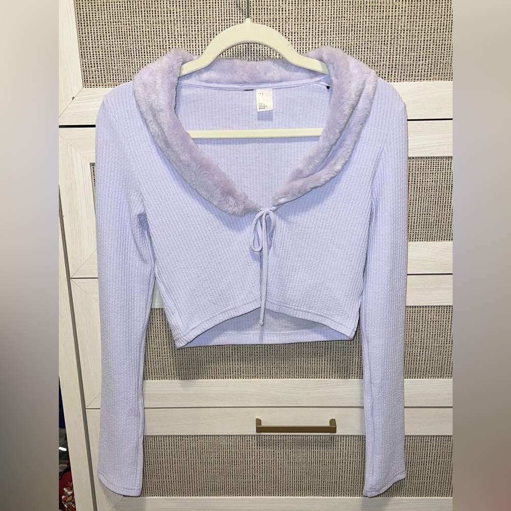Forever 21 lavender Fur Lined tie crop